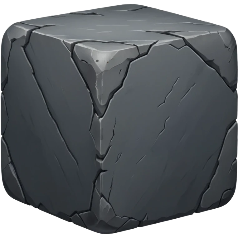 Create a dark gray stone cube, worn and weathered, with rounded and smoothed edges, realistic texture, and subtle imperfections emoji