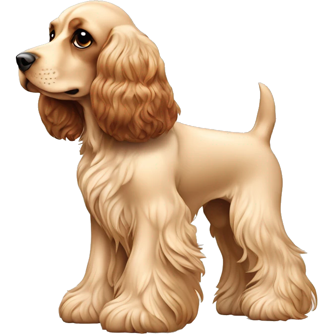 perrita mestiza de cocker spaniel color café claro completa, sin manchas de ningún tipo. Las orejas no son tan largas, pero si su pelo emoji