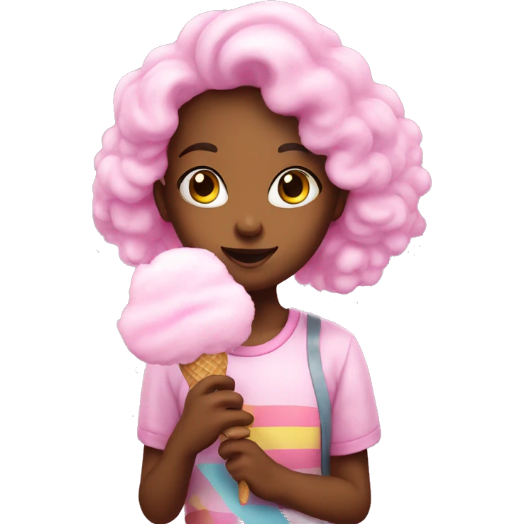 Girl eating cotton candy emoji