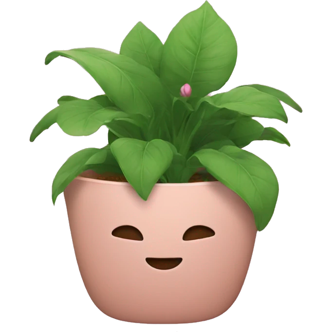 Mac with aesthetic background pink plants emoji