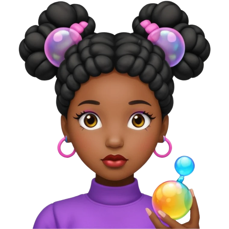Black woman with bubble Space buns emoji