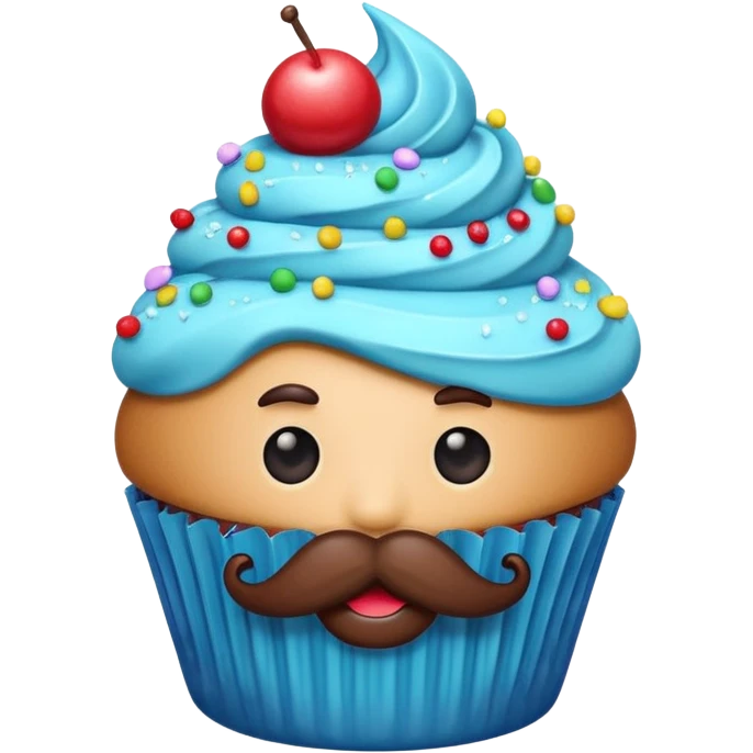 mustached cupcake emoji
