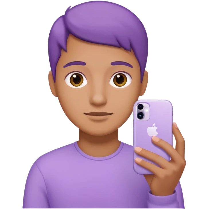 close up of a pastel purple iPhone in hand, iOS Apple emoji style emoji