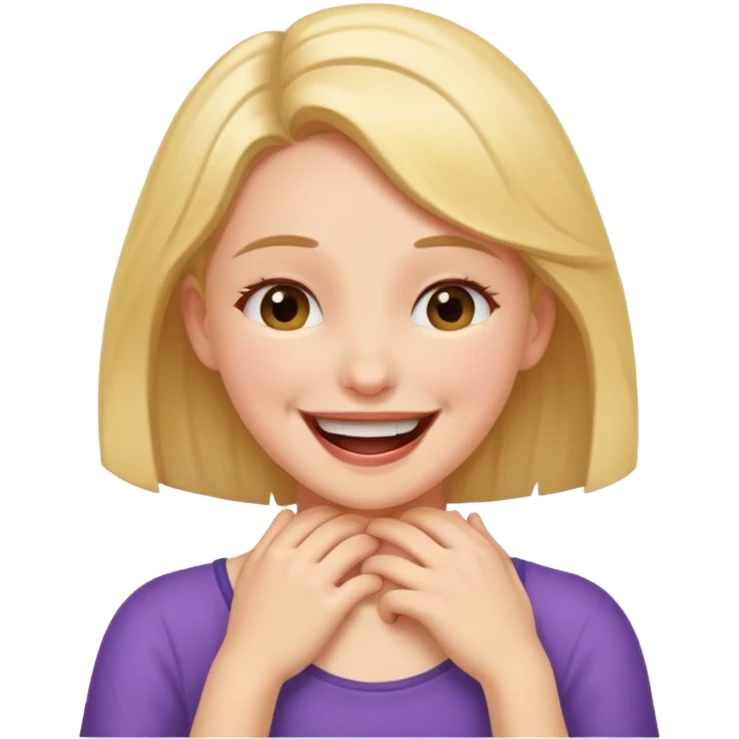 Girl holding her neck laughing emoji