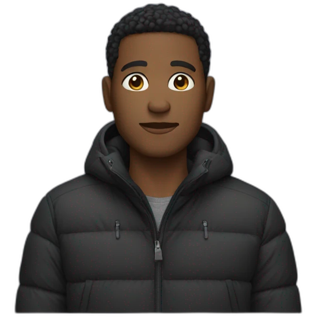 Black male wearing a black puffer jacket  emoji