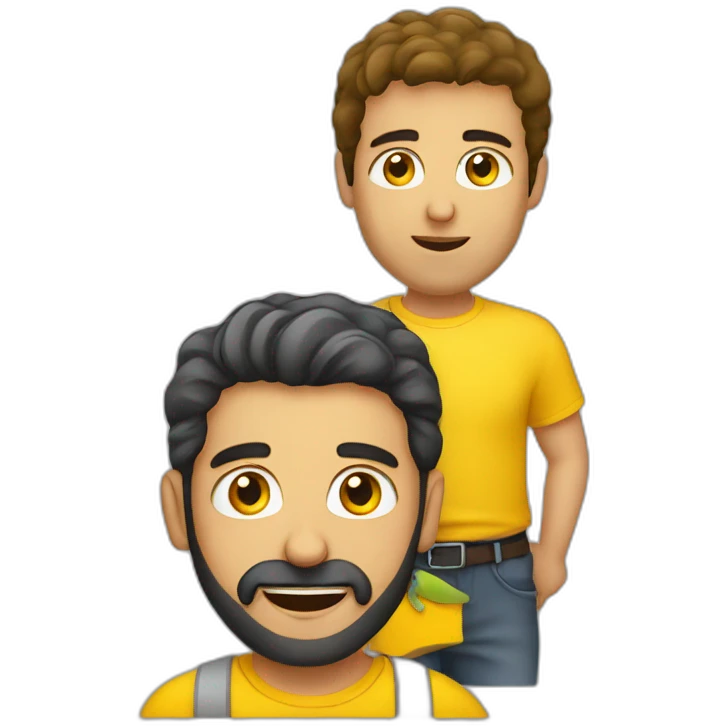 Armenian guy with a yellow T-shirt speaking german emoji