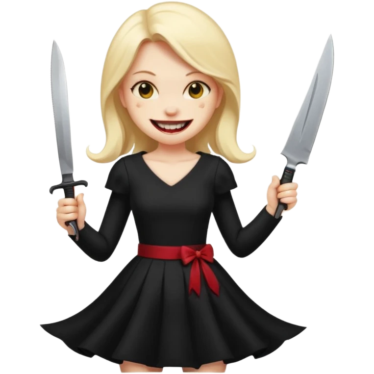 a girl classic smiley with a nife on the bach and vampire theet emoji