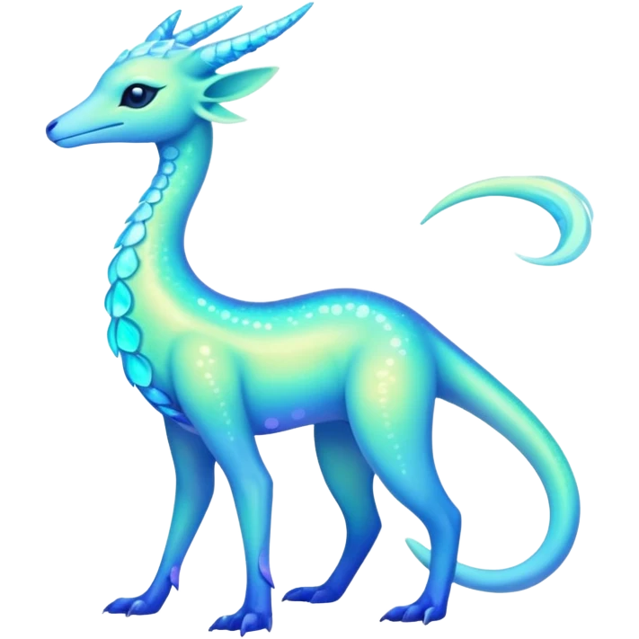 Shiny Exotic Colorful Neon-colored Ethereal Sparkly Amaura-Aurorus-Fakémon-hybrid-creature (full body)  emoji