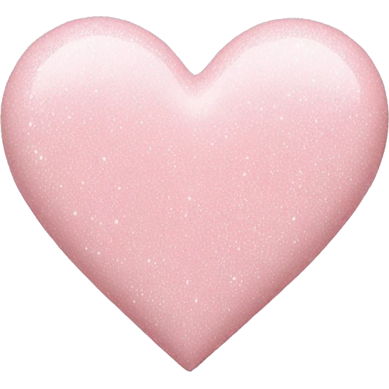 Pastel pink heart with 3 small white glitter emoji