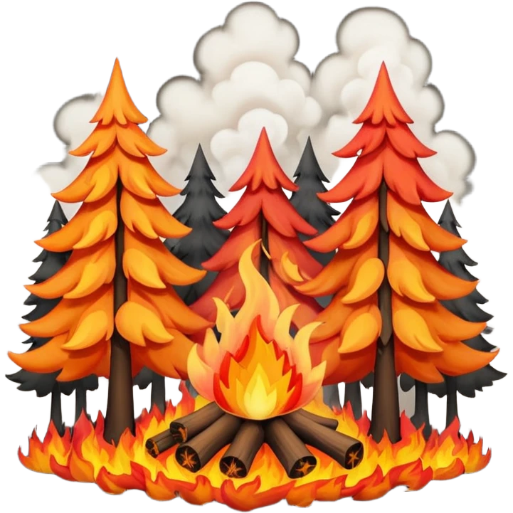 a forest fire were every tree is in fire  emoji