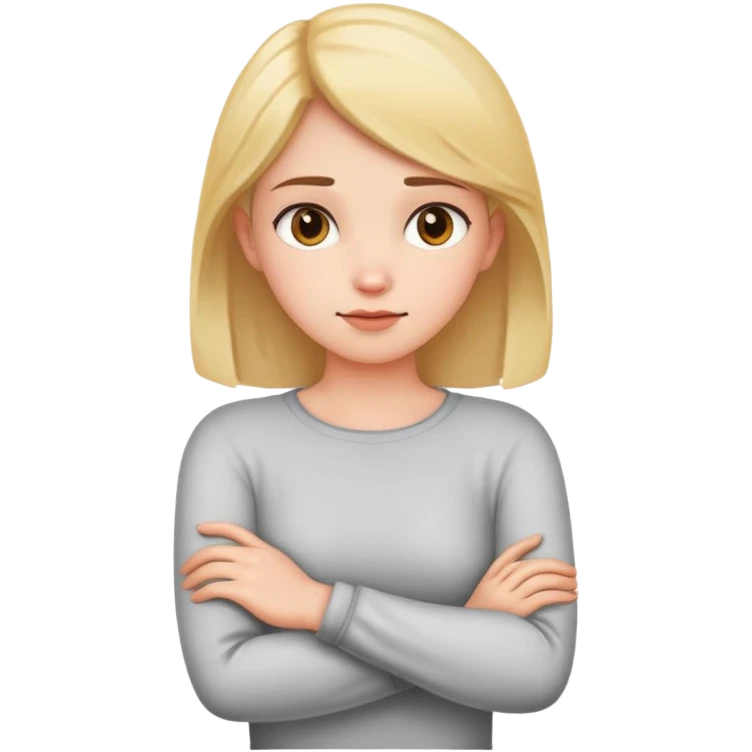 Girl arms crossed holding neck  emoji