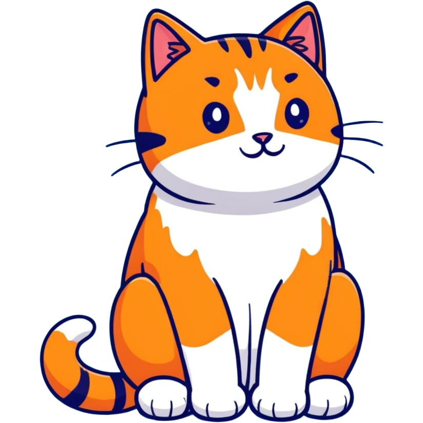 cute orange cat sitting, full body view emoji