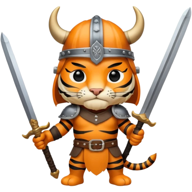 tiger with viking helmet and sword behind emoji