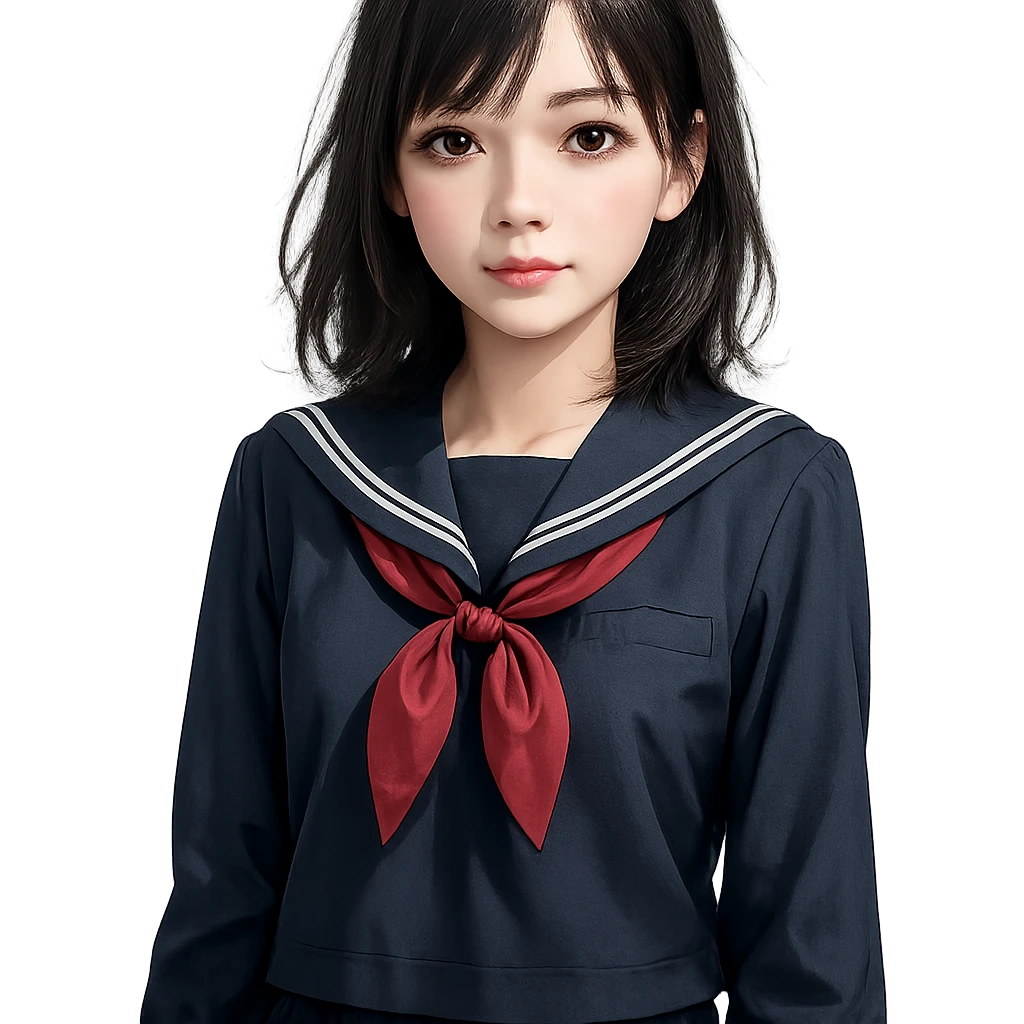 realistic anime style girl in a school uniform emoji