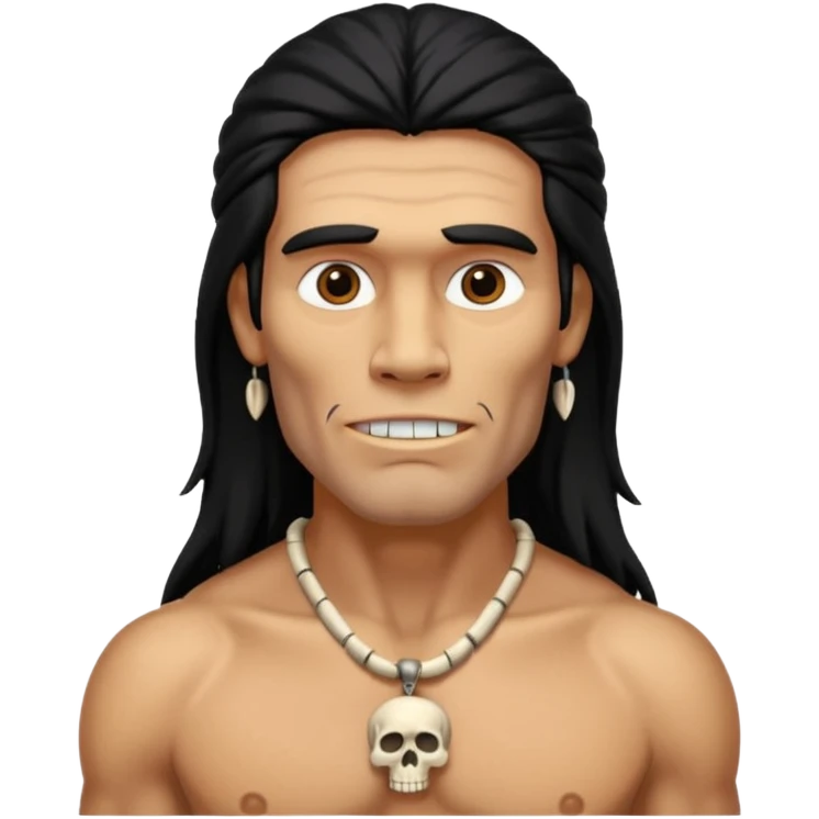 Stone age man  with skull Bone Necklace emoji