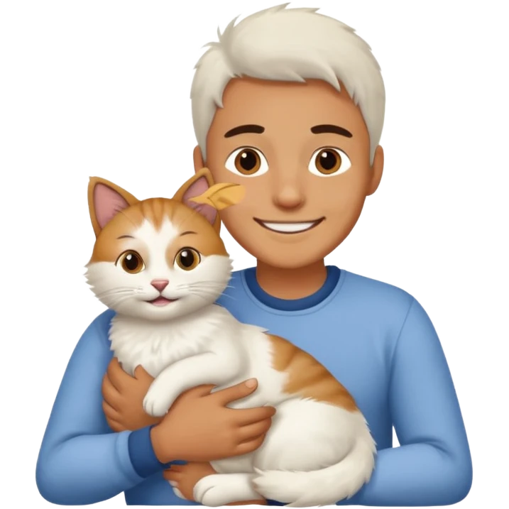 Cat sitting on man emoji