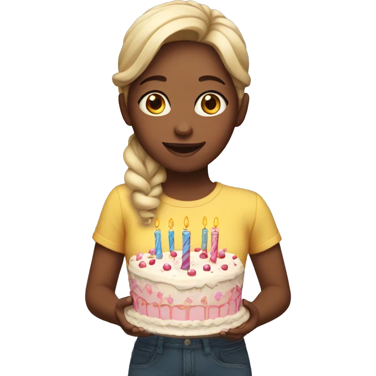 girl with birthday cake emoji