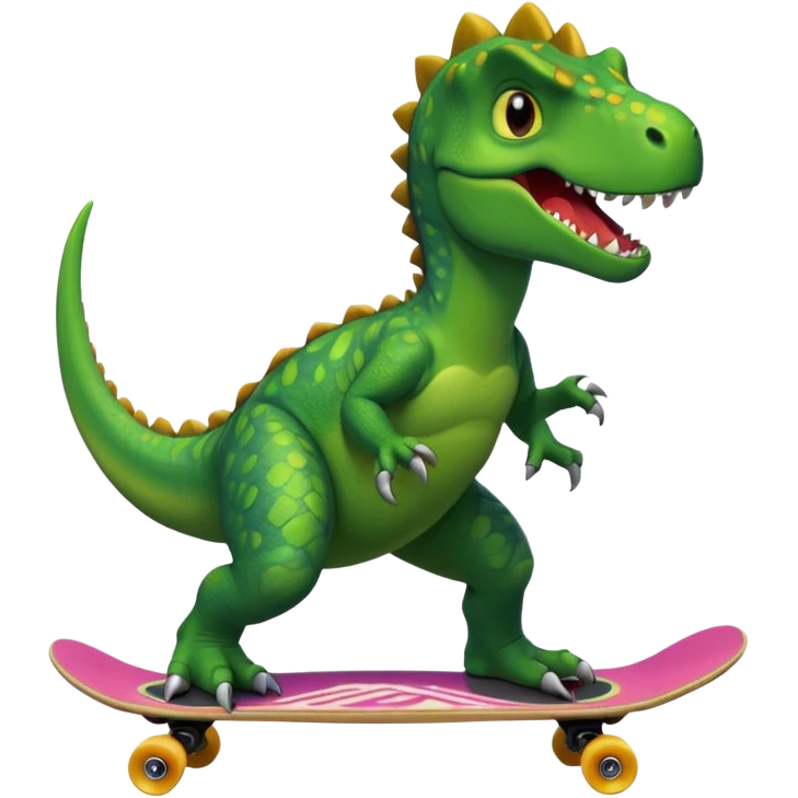 Dinosaur on a skateboard emoji