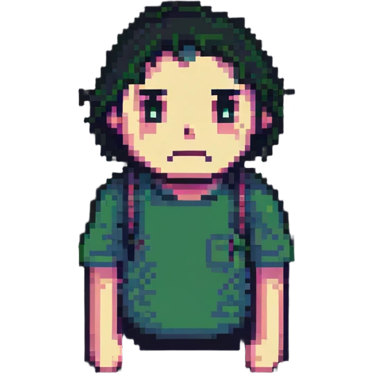 pixel art man with a sad expression emoji