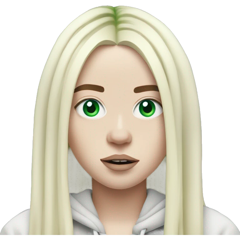 billie eilish with her blue eyes and green roots emoji