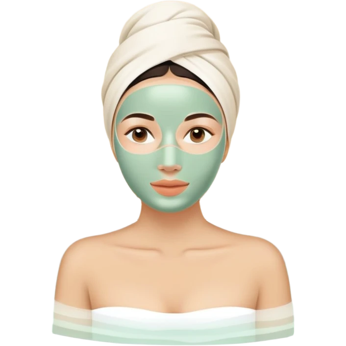 Lady with face cream pale olive mask spa beauty full face relaxing emoji