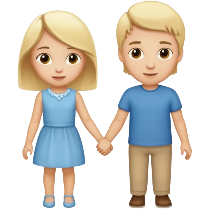 Little blond couple holding hands  emoji