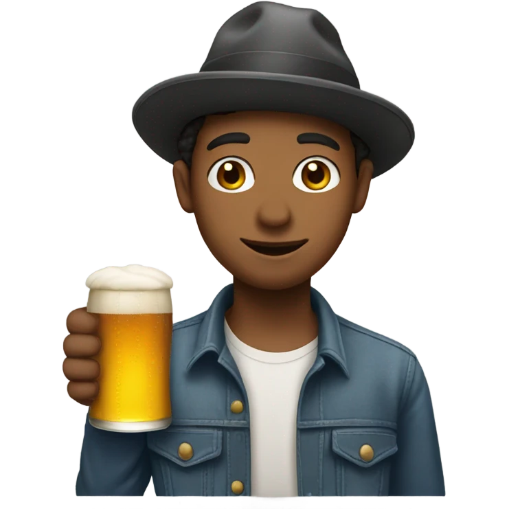 Young guy with hat and beer  emoji