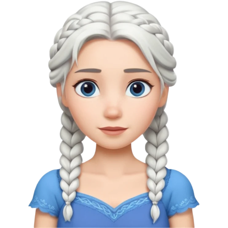Эльза холодное сердце белые волосы коса голубое платье мультфильм emoji