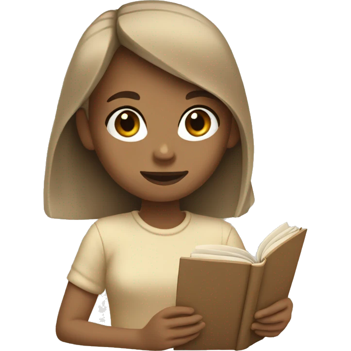 Girl reading a book. In beige tones  emoji
