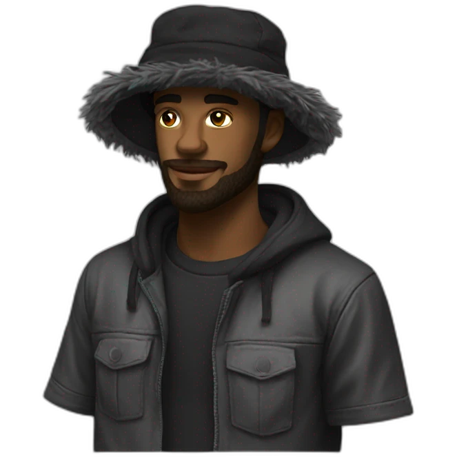 hairy bucket hat black emoji