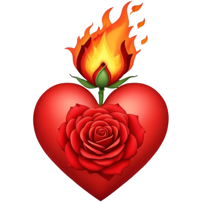 a burning heart with a rose emoji
