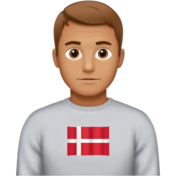 photorealistic man in the sweater with danish flag emoji
