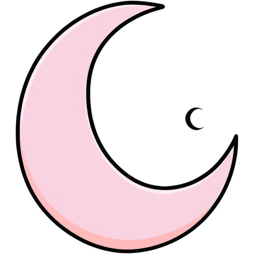 shimmering light pink crescent moon with sparkles emoji