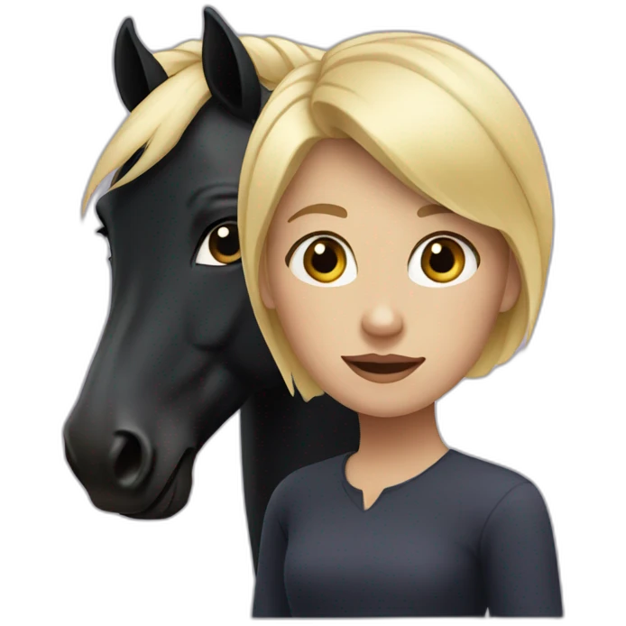 Blond Girl with a Black Horse emoji