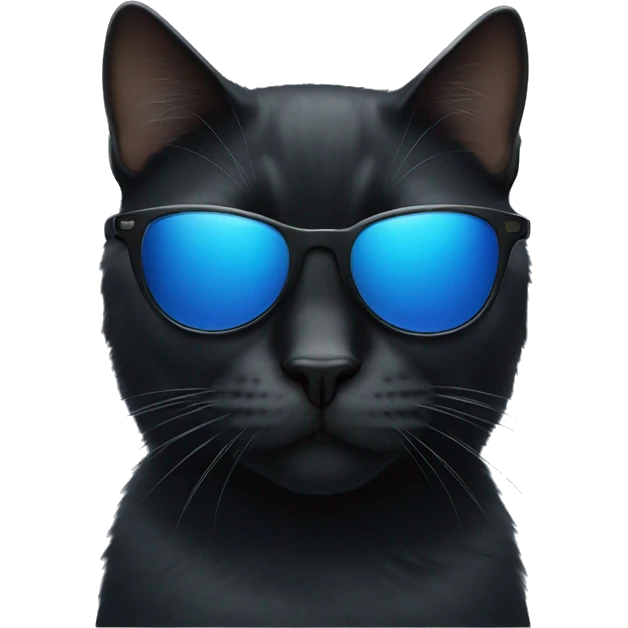 black cat wearing blue sunglasses emoji