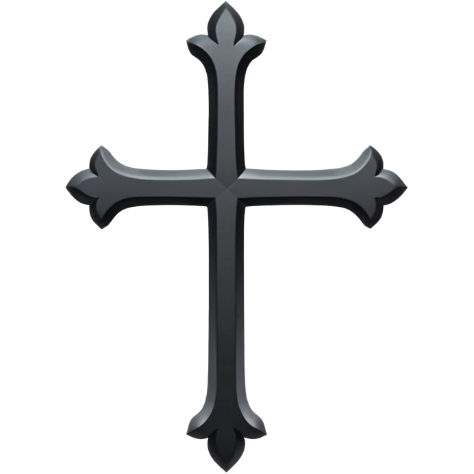 Minimal emoji, simple gothic cross forged from matte black metal, thick balanced proportions, fashion avant-garde minimalism, no decoration, no glow, no neon, flat emoji style, centered, transparent background emoji