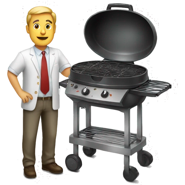 expert man standing at a grill emoji