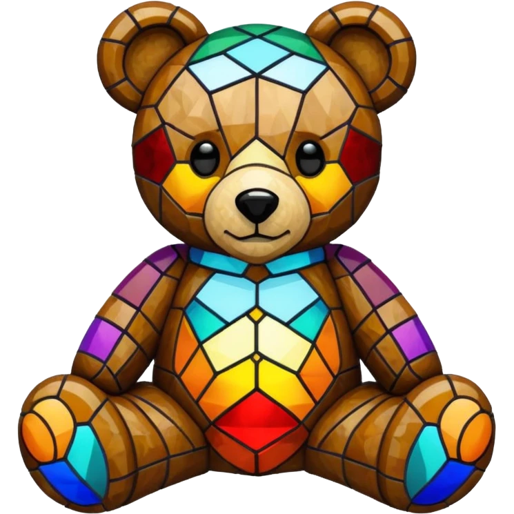 Stained glass teddy bear emoji