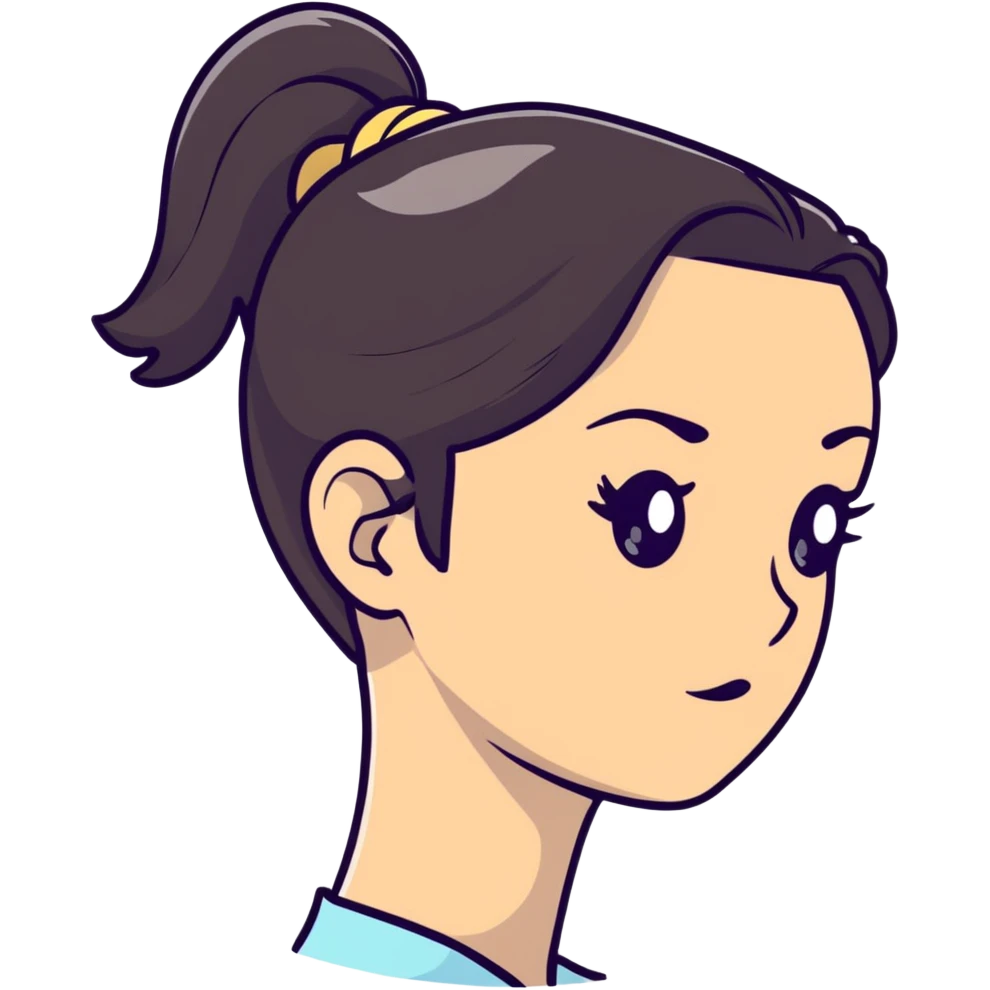 ragazza mora con fronte alta scoperta e coda tirata emoji