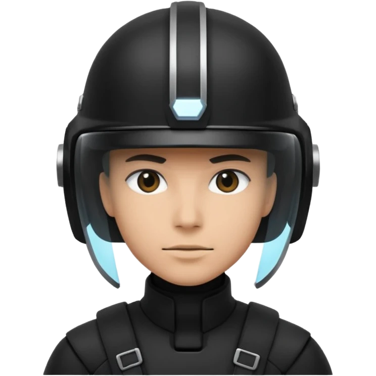 time traveler in black clothes and helmet emoji