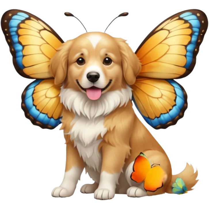 a cool dog with buffterfly emoji