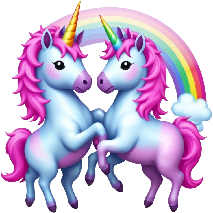 pink fluffy unicorns dancing on rainbows emoji