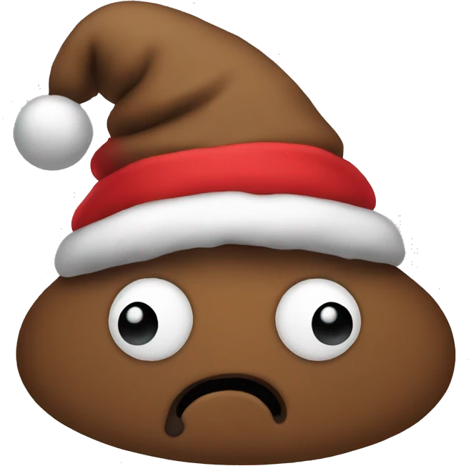 Poop wearing a Christmas hat emoji