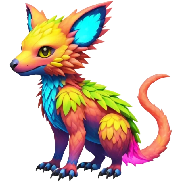 Tropical lush warm-colored modern colorful neon-colored Fakémon-Digimon-Trico-creature emoji