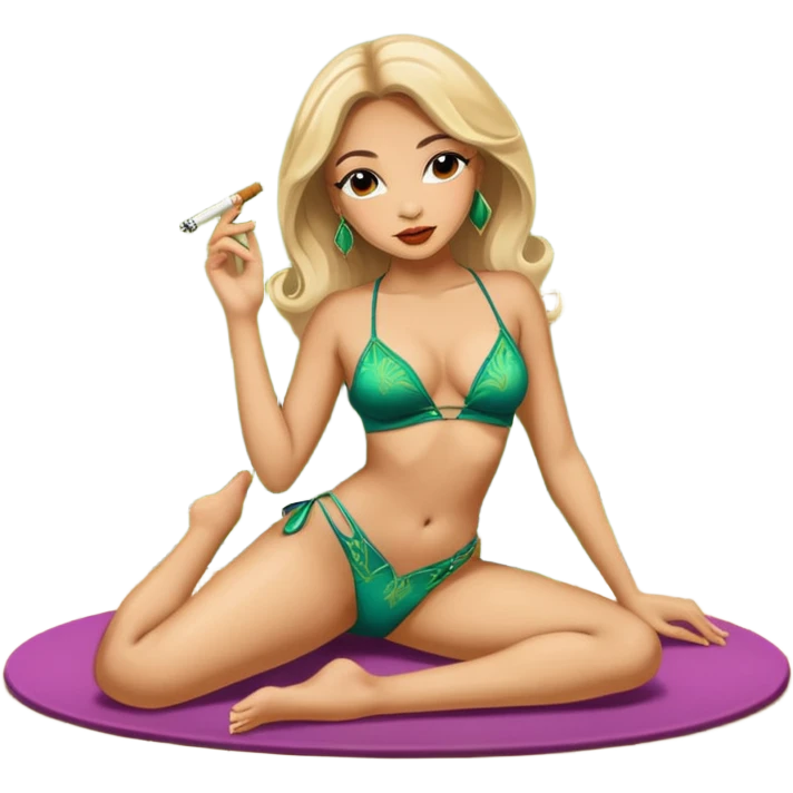 Light skin Exotic dancer lying on stage smoking weed emoji