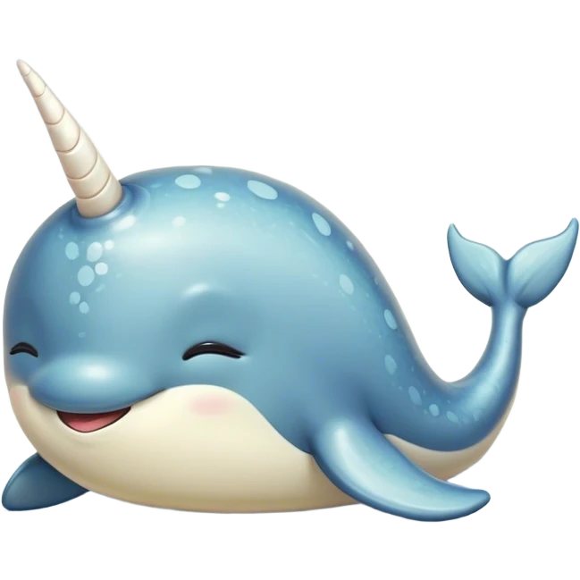 Meme-Worthy Cute Sleeping Narwhal Portrait Emoji, Head resting peacefully with a contented smile, showcasing a streamlined, mottled body with a softly spiraled ivory tusk and eyes gently closed in serene slumber, Simplified yet adorably endearing features, highly detailed, glowing with a soft, drowsy arctic light, high shine, relaxed and utterly lovable, stylized with an air of playful laziness, soft glowing outline, capturing the essence of a sleeping narwhal that feels destined to become the next viral icon of adorable rest! emoji