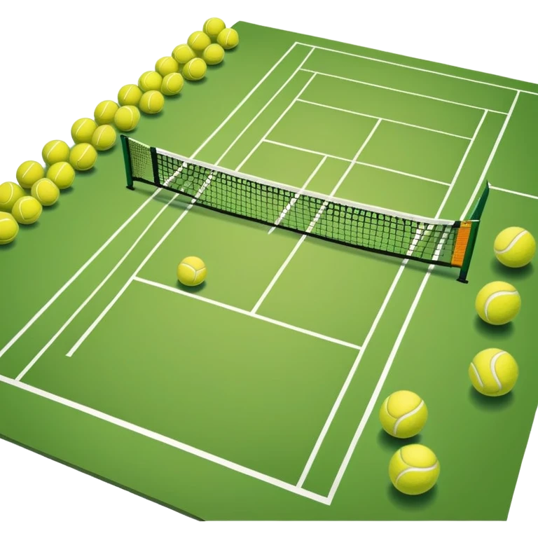 Hotel tennis court with tennis balls emoji