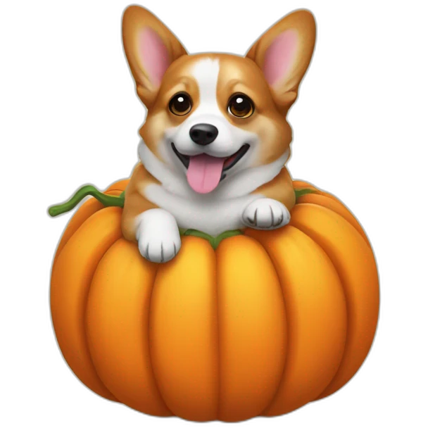 Corgi in a pumpkin costume emoji