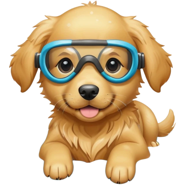 Golden retriever puppy with swimming goggles on  emoji