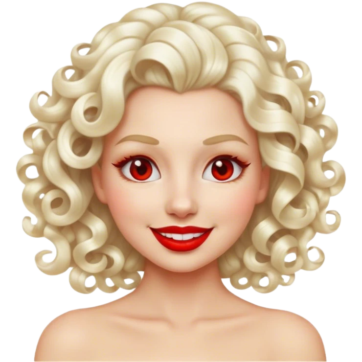 Cinematic Realistic Marilyn Monroe Emoji, featuring a glamorous, high-detail portrayal of the legendary Hollywood star. Her iconic platinum curls, radiant smile, and signature red lips are illuminated by dramatic, vintage-style lighting, evoking the timeless allure of classic cinema. emoji